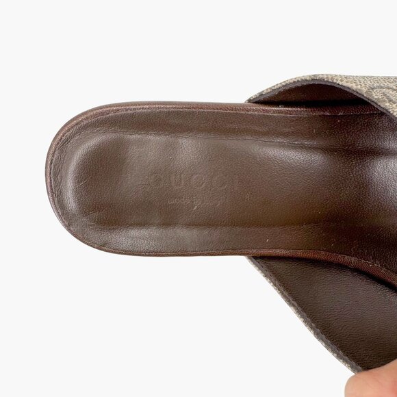 Gucci Blondie GG Flat Thong Sandals Beige Monogram Leather Size 37 US 7 Women - Picture 14 of 15